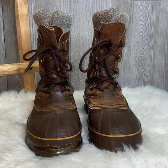 Sorel Kananaskis II Brown Men's Leather Snow Boots Size 9 - Picture 2 of 8